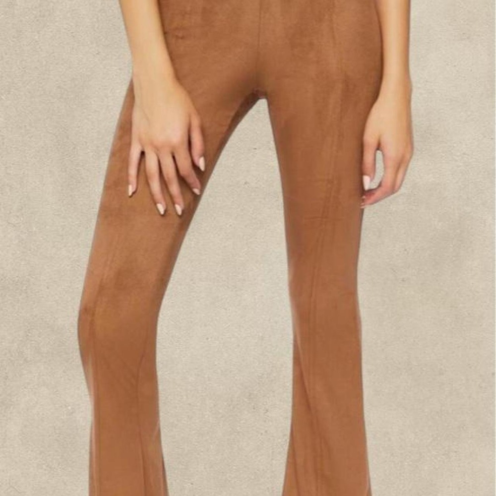 orever 21 Brown Suede Flare Pants - Size Large🤎